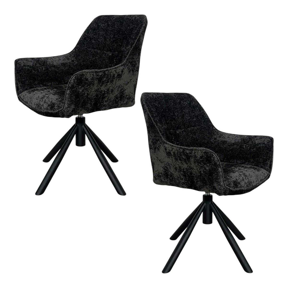 Fauteuil de table pivotant tissu noir (lot de 2) IENA noir, PIER IMPORT