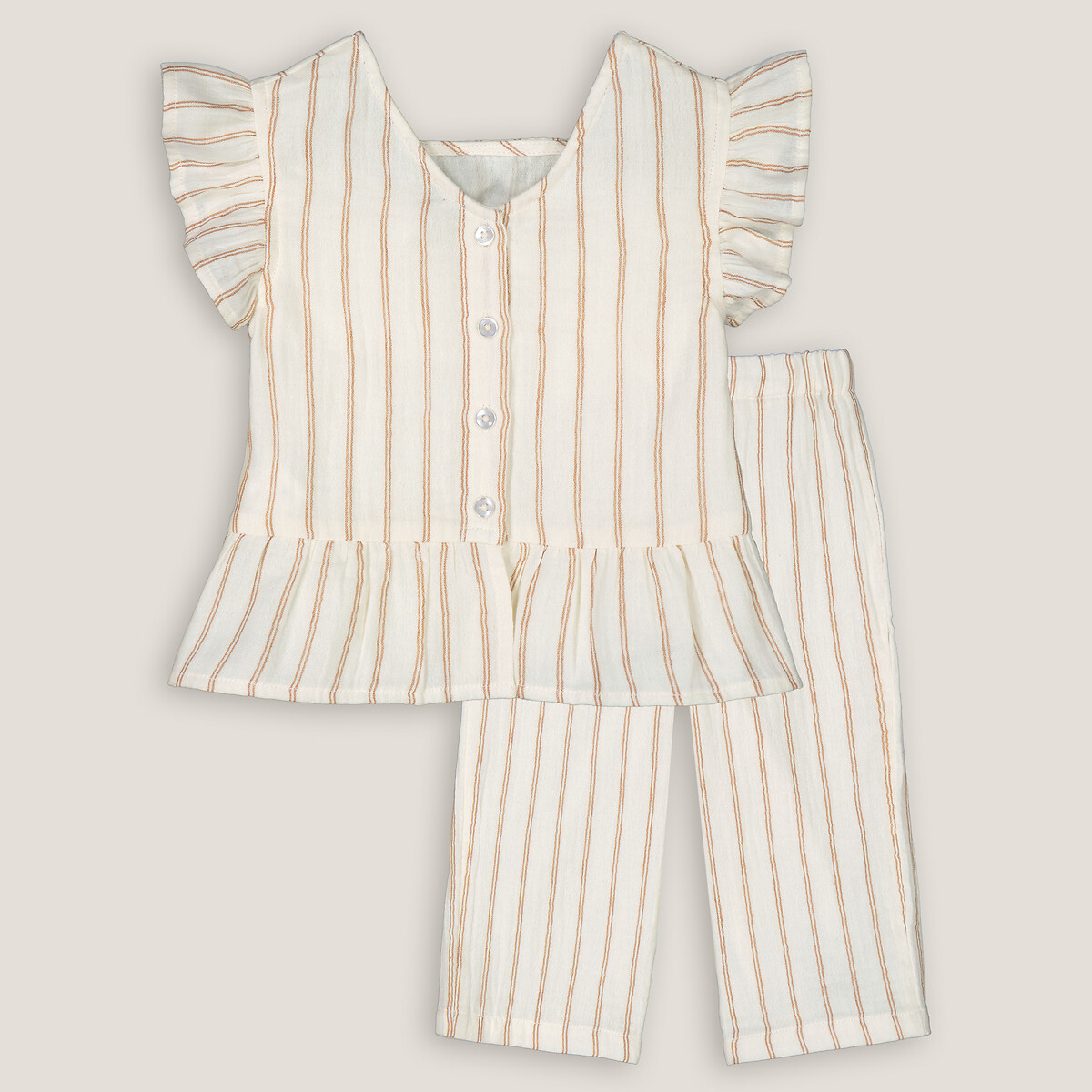Ensemble 2 pièces blouse et pantalon rayé ecru, LA REDOUTE COLLECTIONS