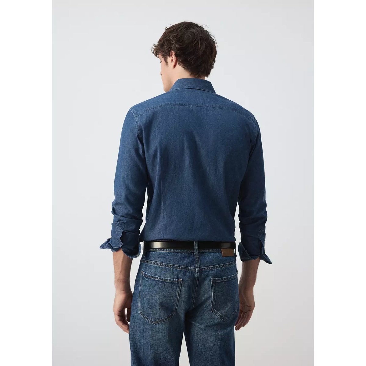 Chemise chambray 100 % coton bleu moyen, MANGO MAN