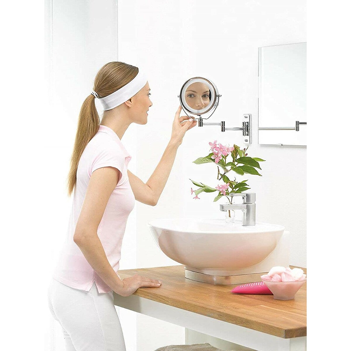BS59 Illuminated Magnifying Wall / Standing Mirror chrome grey, BEURER