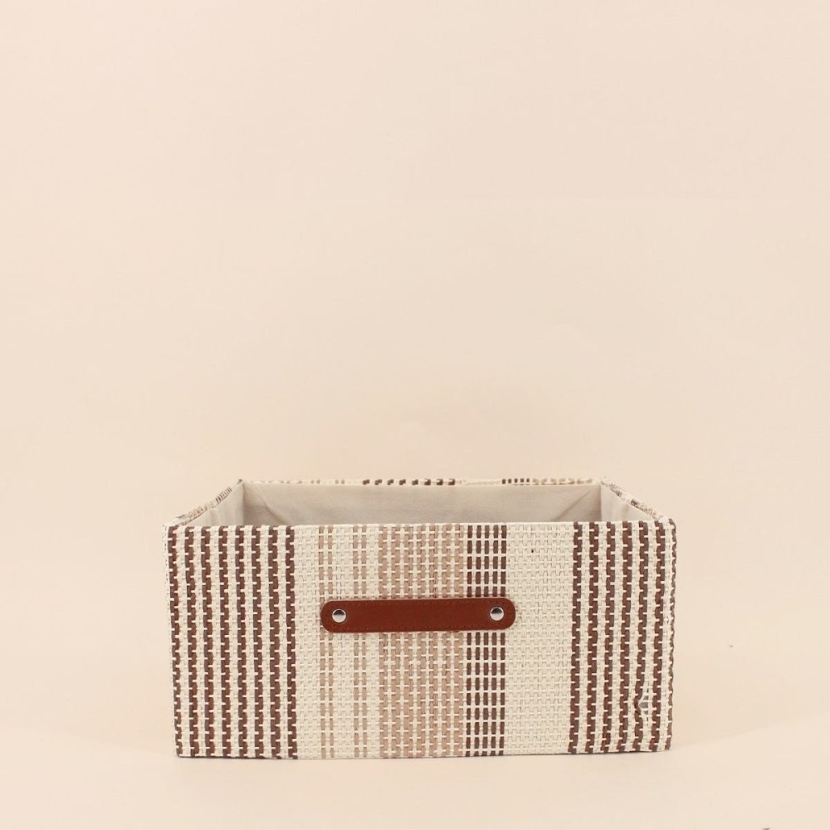 Demi panier cube en tissage papier 31x31x15cm beige, ORNAMI
