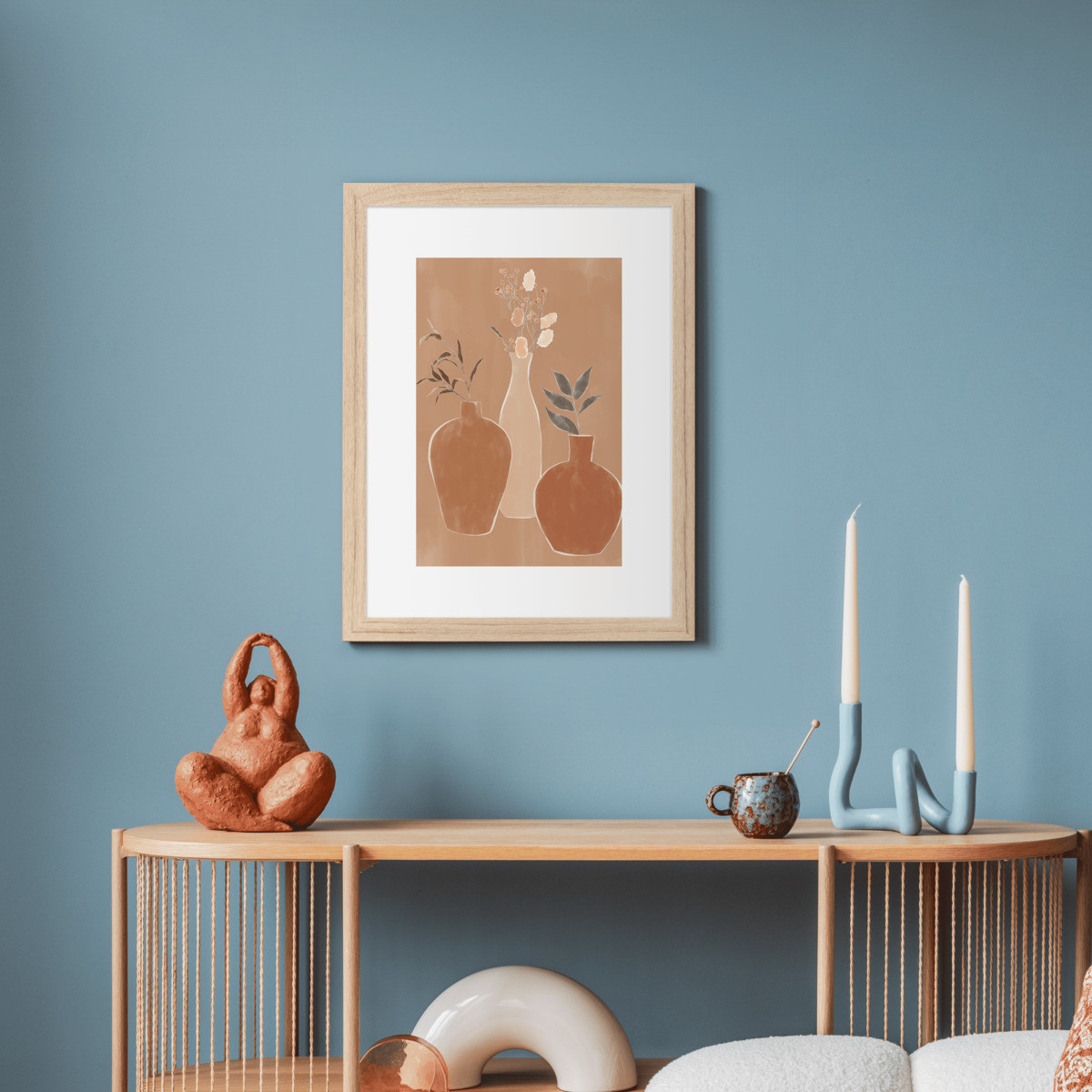 Affiche encadrée Flower, cadre en chêne, 30x40cm terracotta-bois massif fsc, CEANOTHE
