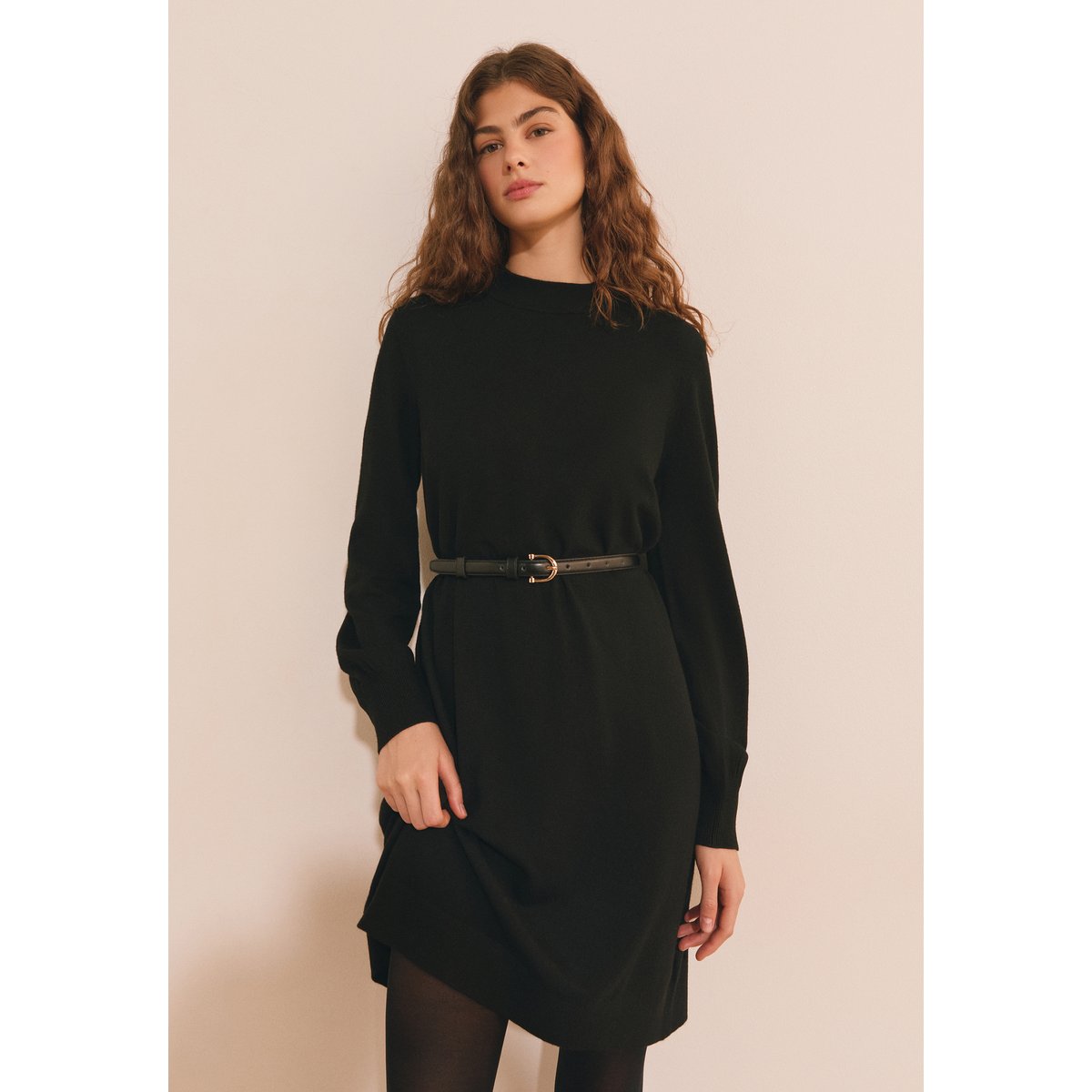 Robe courte manches longues ROYALE noir, ETAM