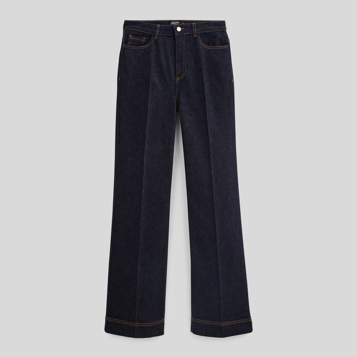 Jean large taille haute brut brut denim, MONOPRIX