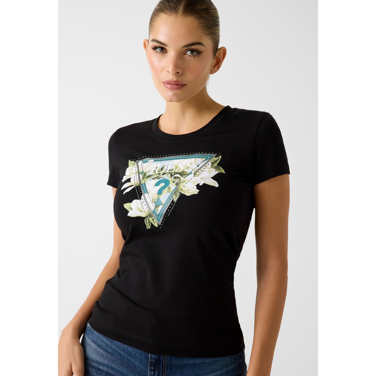 T-Shirt À Logo Triangle noir, GUESS