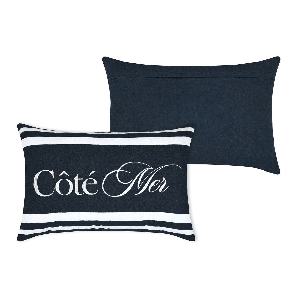 Coussin polycoton Côté Mer bleu marine, LOVELY CASA