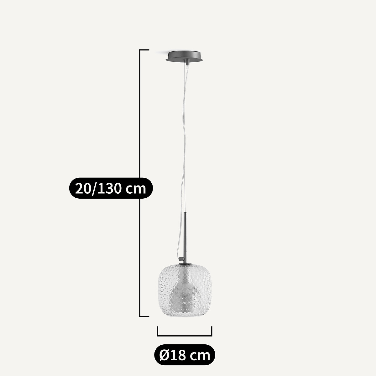 Suspension simple diamètre 18 cm, laiton et verre ciselé, MISTINGUETT laiton, EMMANUEL GALLINA X AM.PM