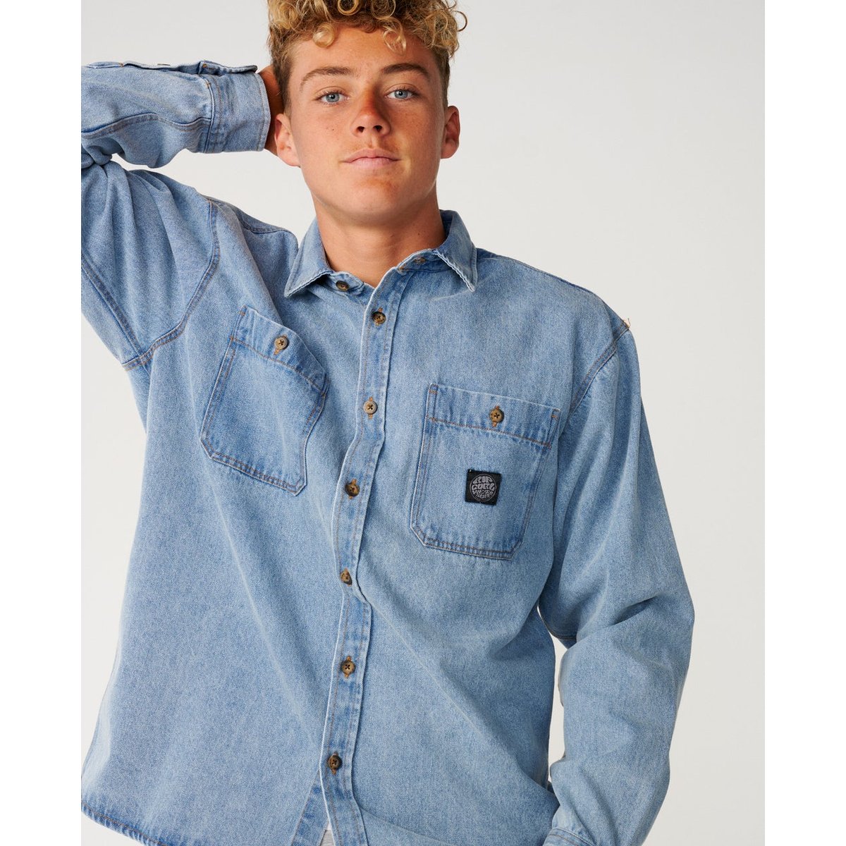 Chemise en jeans à manches longues CLASSIC SURF washed blue, RIP CURL