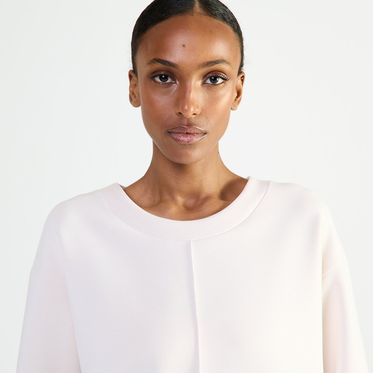 Sweat col rond en polyester SÉRÉNITÉ crème, LAURENCE TAVERNIER