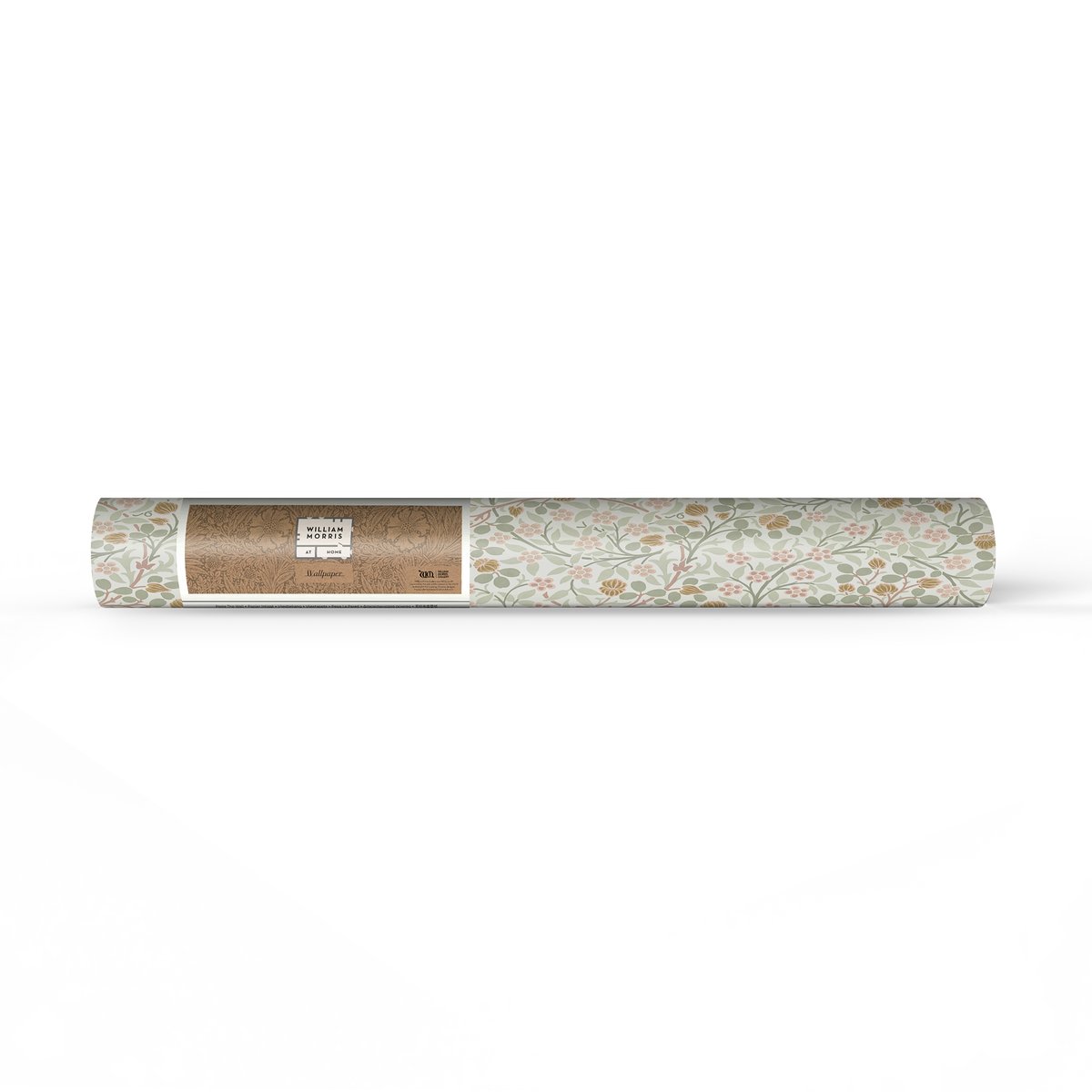 Papier peint fleuri Clover Spring Peony & Sage vert, ocre, rose, WILLIAM MORRIS AT HOME