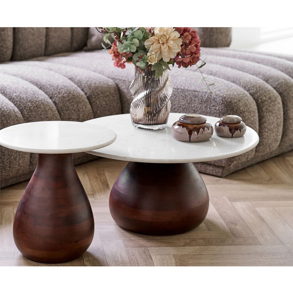 Table d'appoint plateau en marbre - HEIDE blanc, HOUSE NORDIC