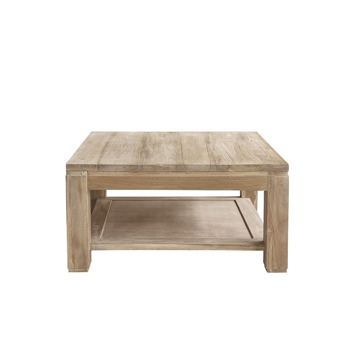 Table basse en bois de teck 80 cm double plateau BOSTON naturel, BERAH GETAH