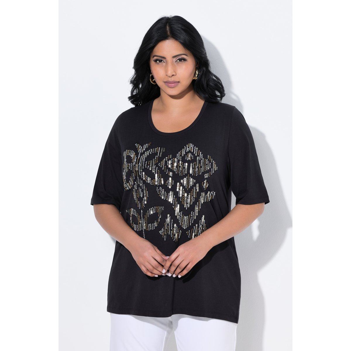 T-shirt à paillettes noir, ULLA POPKEN