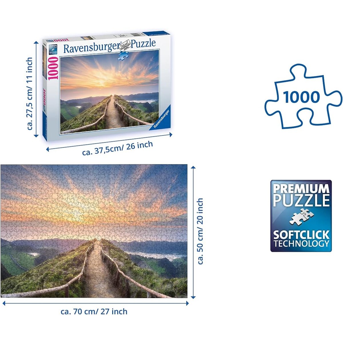 Puzzle - Paysage de montagnes au Portugal multicolore, RAVENSBURGER