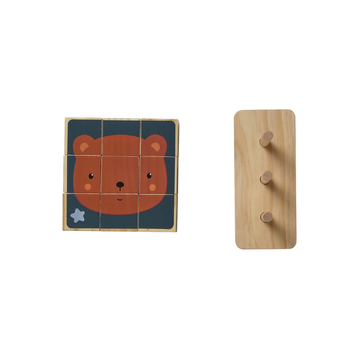 Puzzle de cubes à empiler en bois FSC® beige, VERTBAUDET