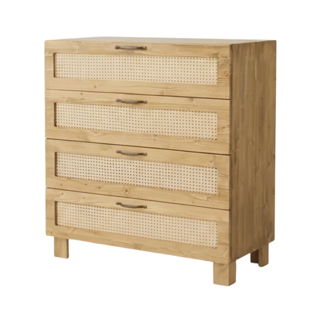 Commode sapin massif et fibres naturelles 4 tiroirs naturel - HAYDÉ couleur unique, HANNUN