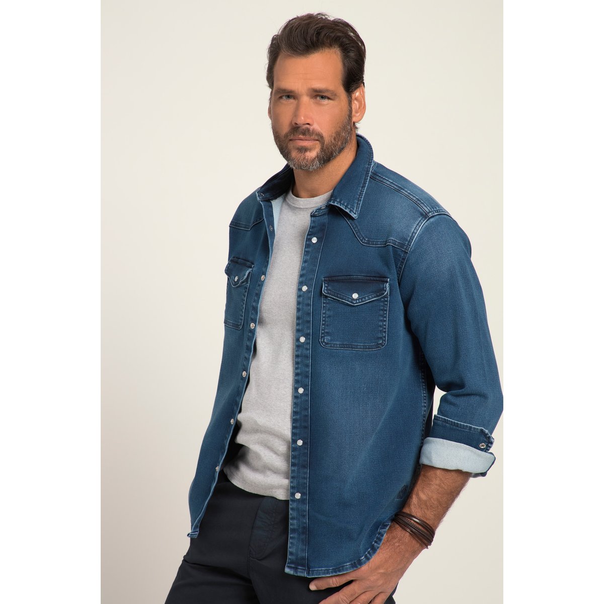 Chemise en jean FLEXNAMIC® pierre moyenne, JP1880