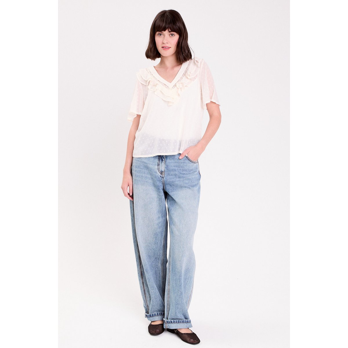 Blouse manches courtes ecru, CACHE CACHE