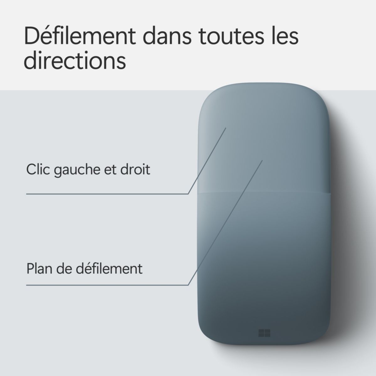 Souris sans fil Surface Arc Mouse | Bleu Océan couleur unique, MICROSOFT
