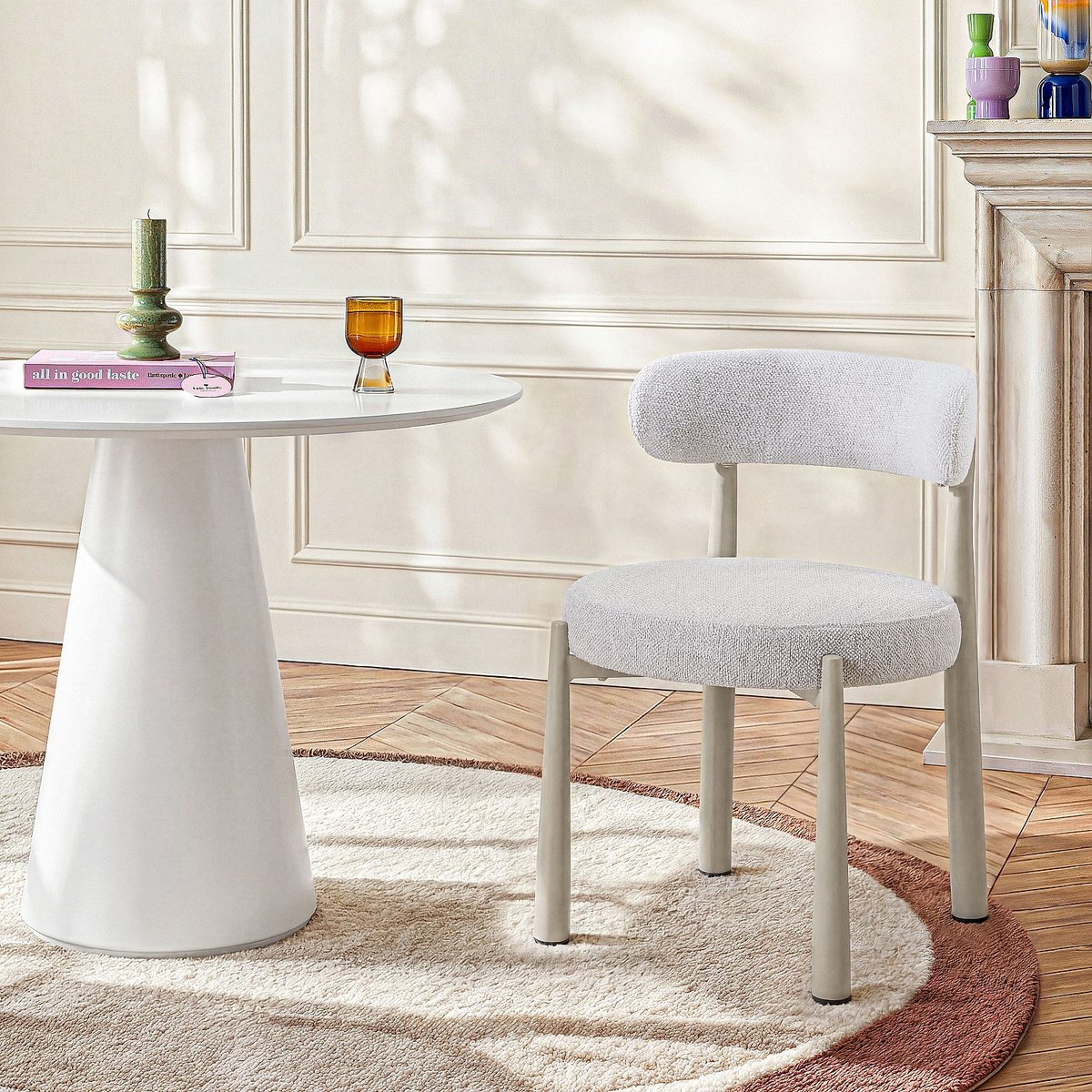 Lot de 2 chaises en tissu et métal crème BRYNE ivoire, HABITAT