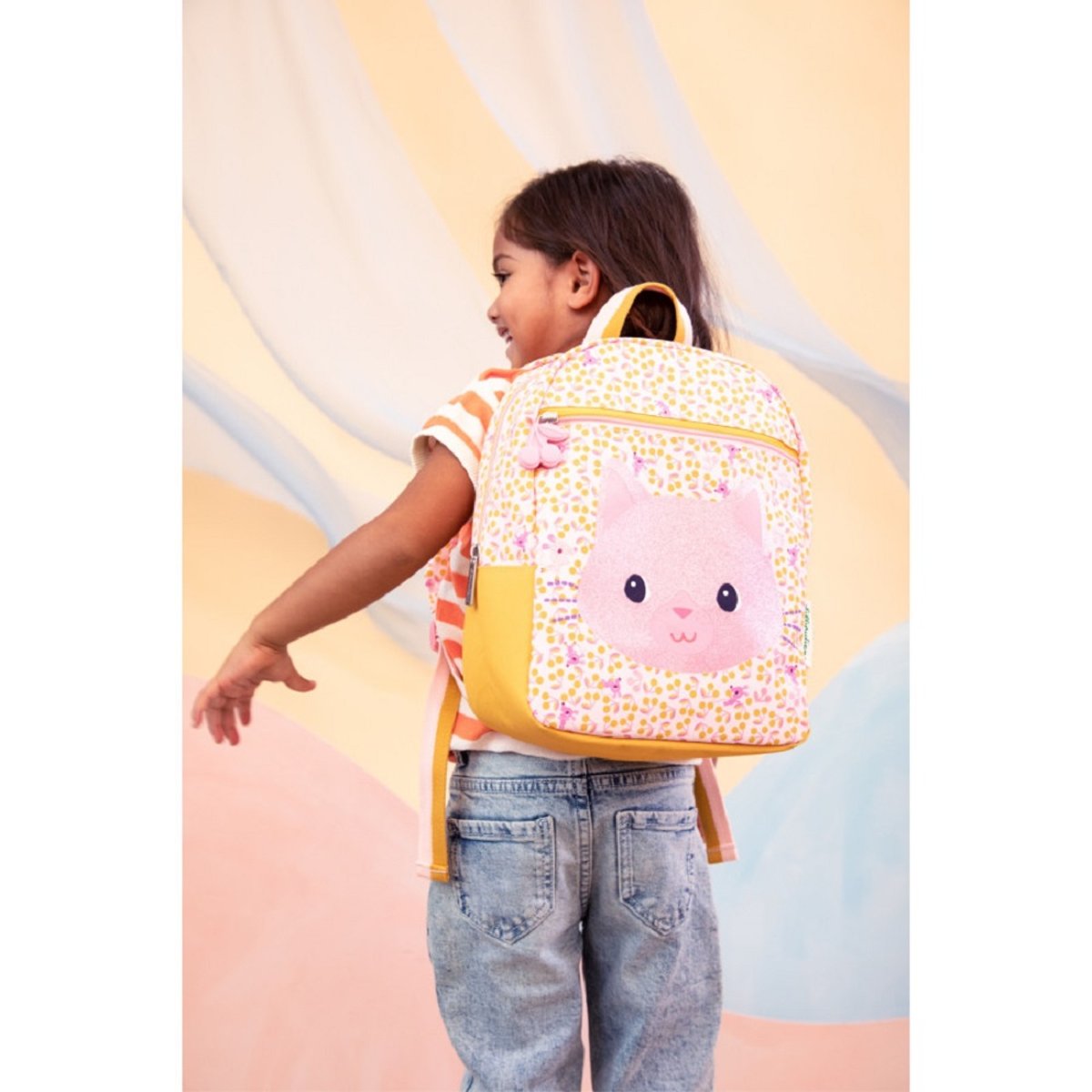 Sac à dos aérien rose, jaune, beige, LILLIPUTIENS