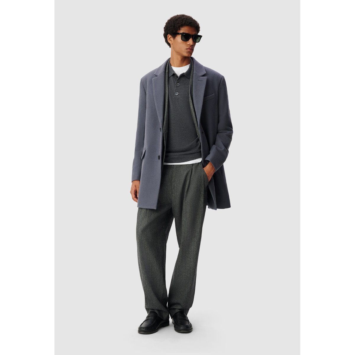 Manteau lainage mélangée bleu acier, IKKS