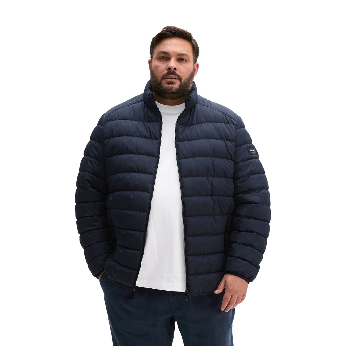 Veste matelassée regular en qualité légère et imperméable bleu foncé, MARC O'POLO