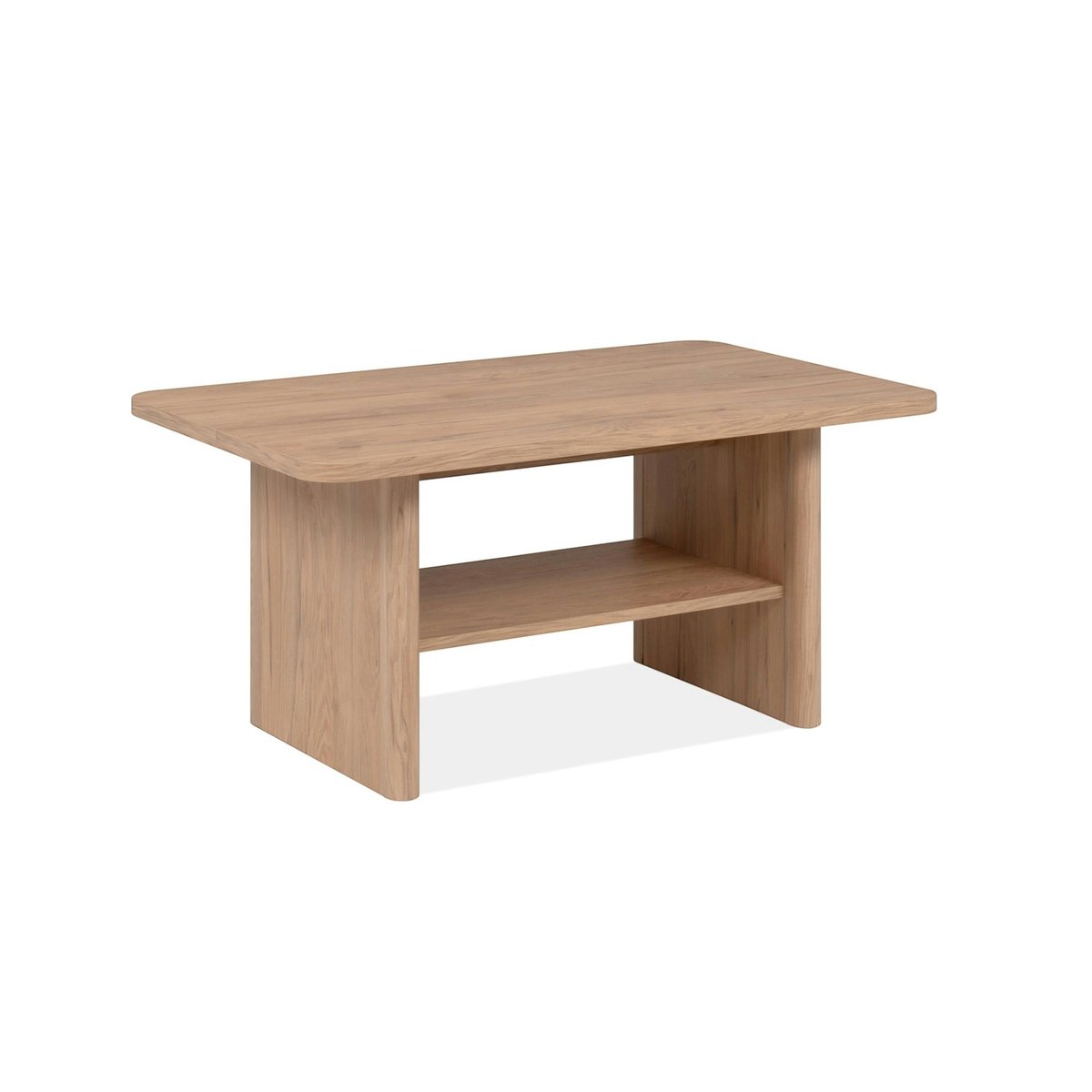 Table basse rectangulaire effet bois à double plateau ALVA bois naturel, PIER IMPORT