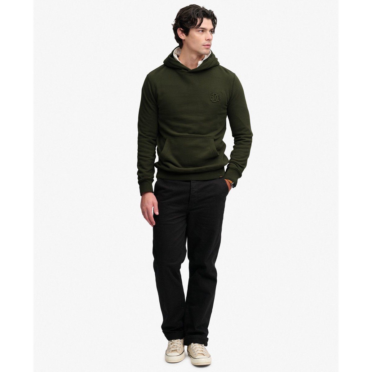Sweat à capuche Company Logo Embossed Coupe Décontractée vert olive surplus goods, SUPERDRY