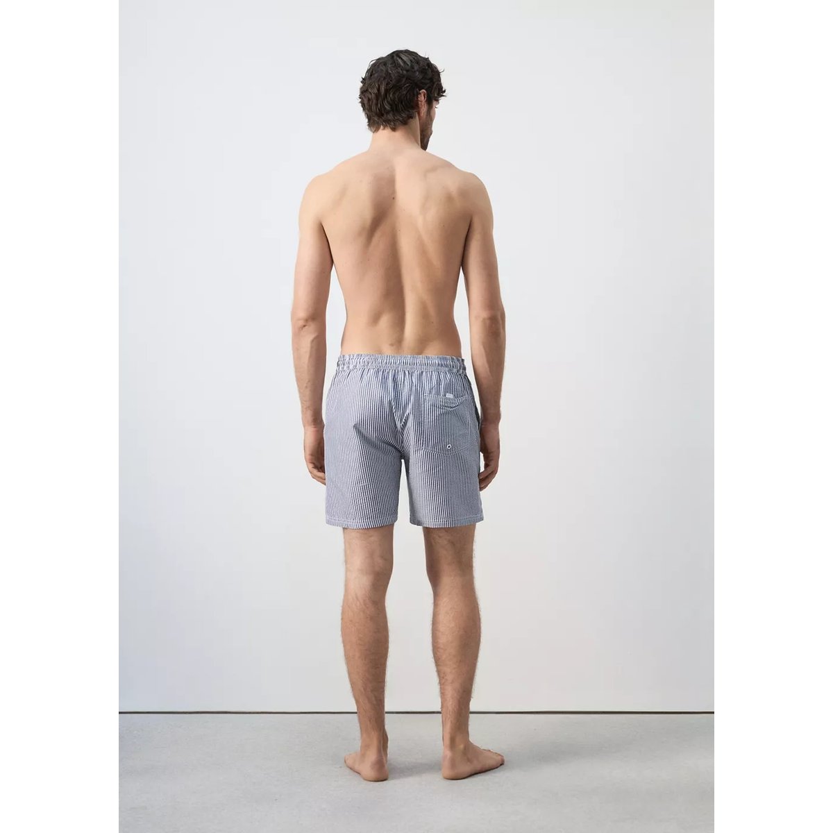 Maillot de bain effet seersucker bleu marine foncé, MANGO MAN