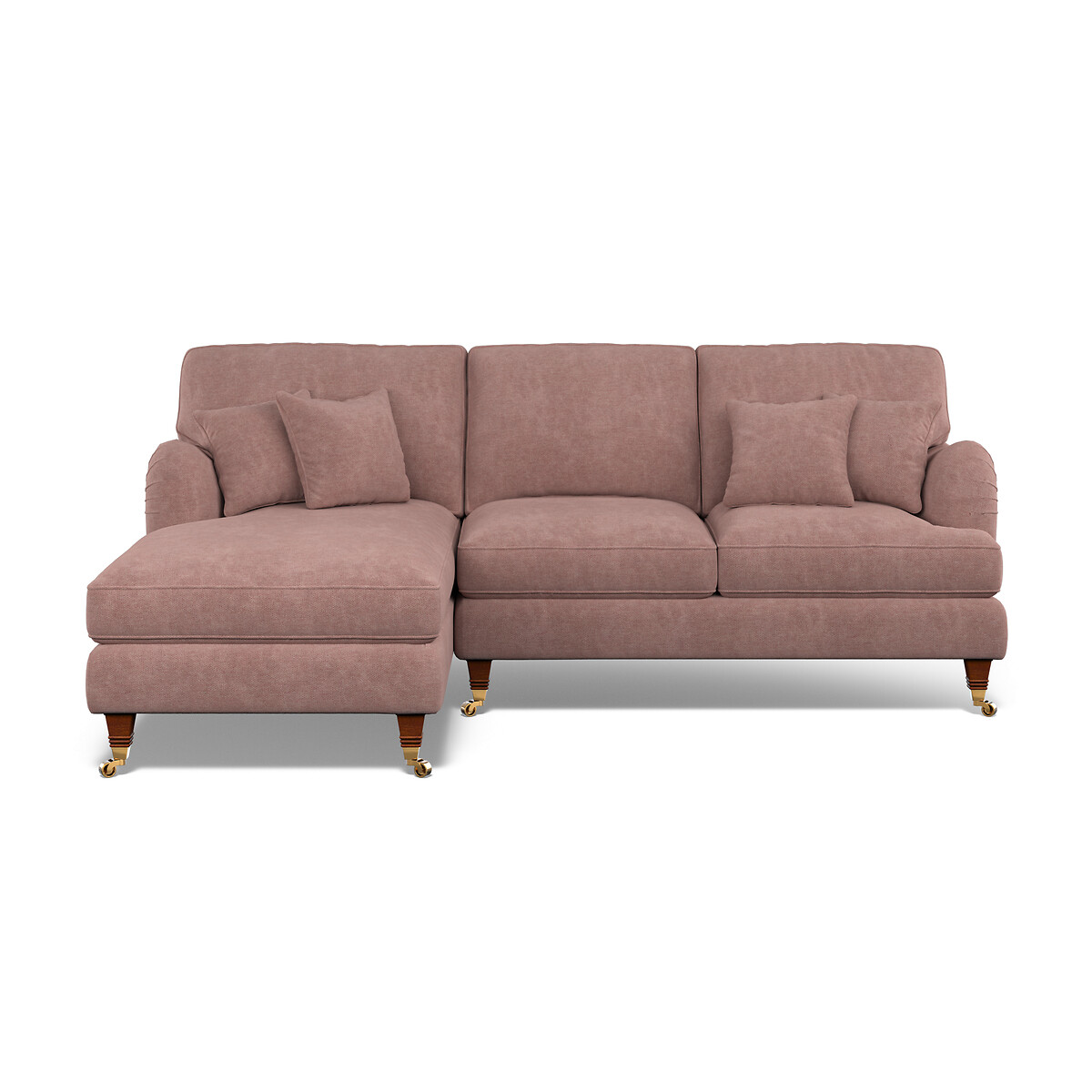 Emeline Soft Brushed Corner Chaise Sofa with Castor Legs (Left Facing) old rose, ÉDITÉ