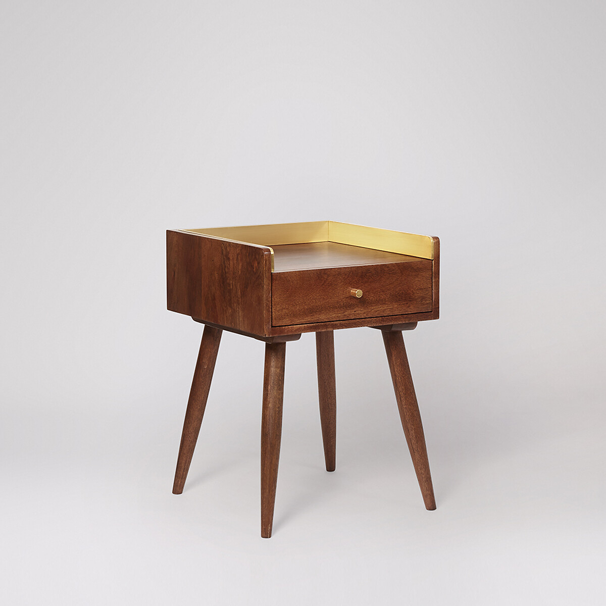 Fresco Mango Wood 1 Drawer Side Table dark brown, SWOON