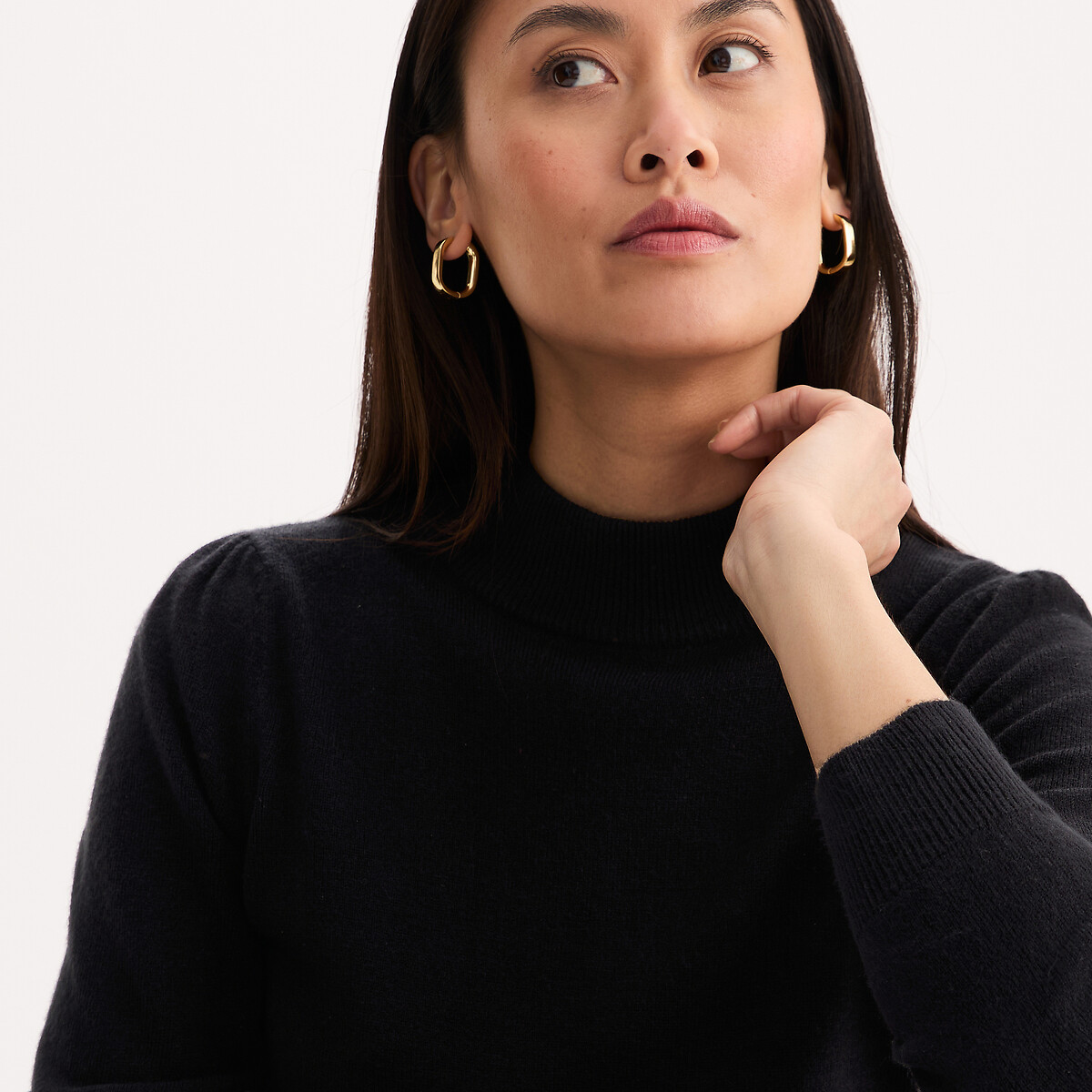 High Neck Jumper in Soft Knit black, ANNE WEYBURN