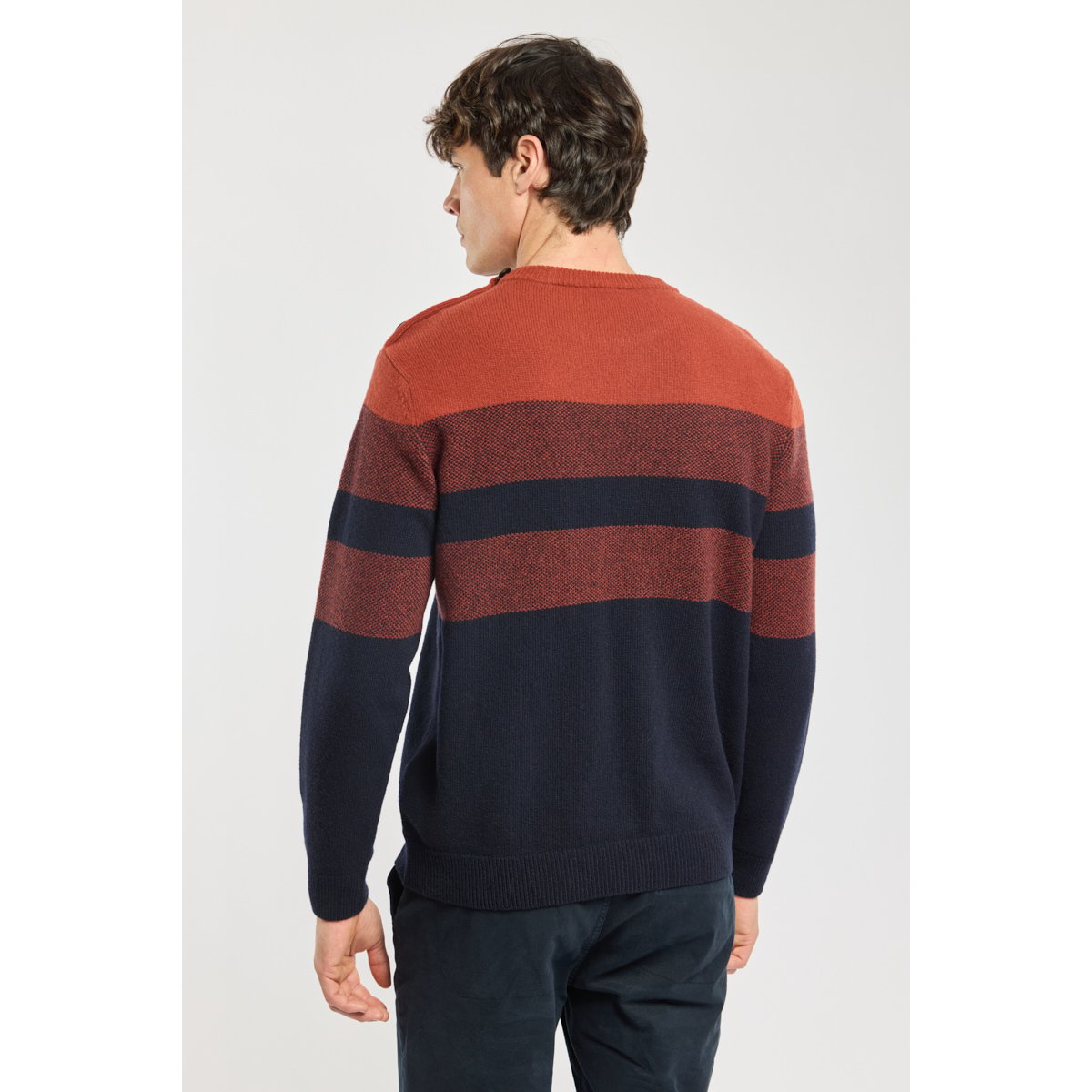 Pull marin Deauville - laine marine deep/ketchup, ARMOR-LUX
