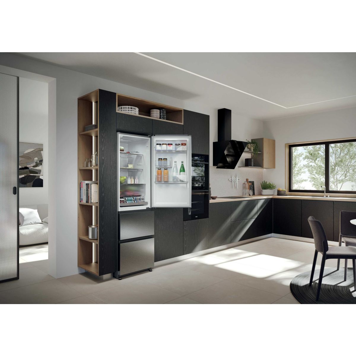 Réfrigérateur combiné HTR3518ENMX couleur unique, HAIER