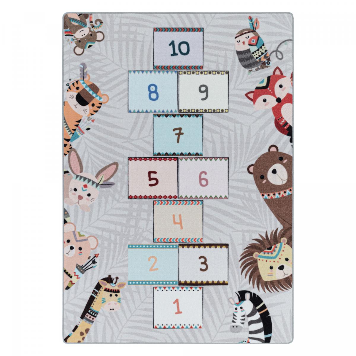 Tapis enfant Lavable 30° HUSPLAY gris, marron, UN AMOUR DE TAPIS