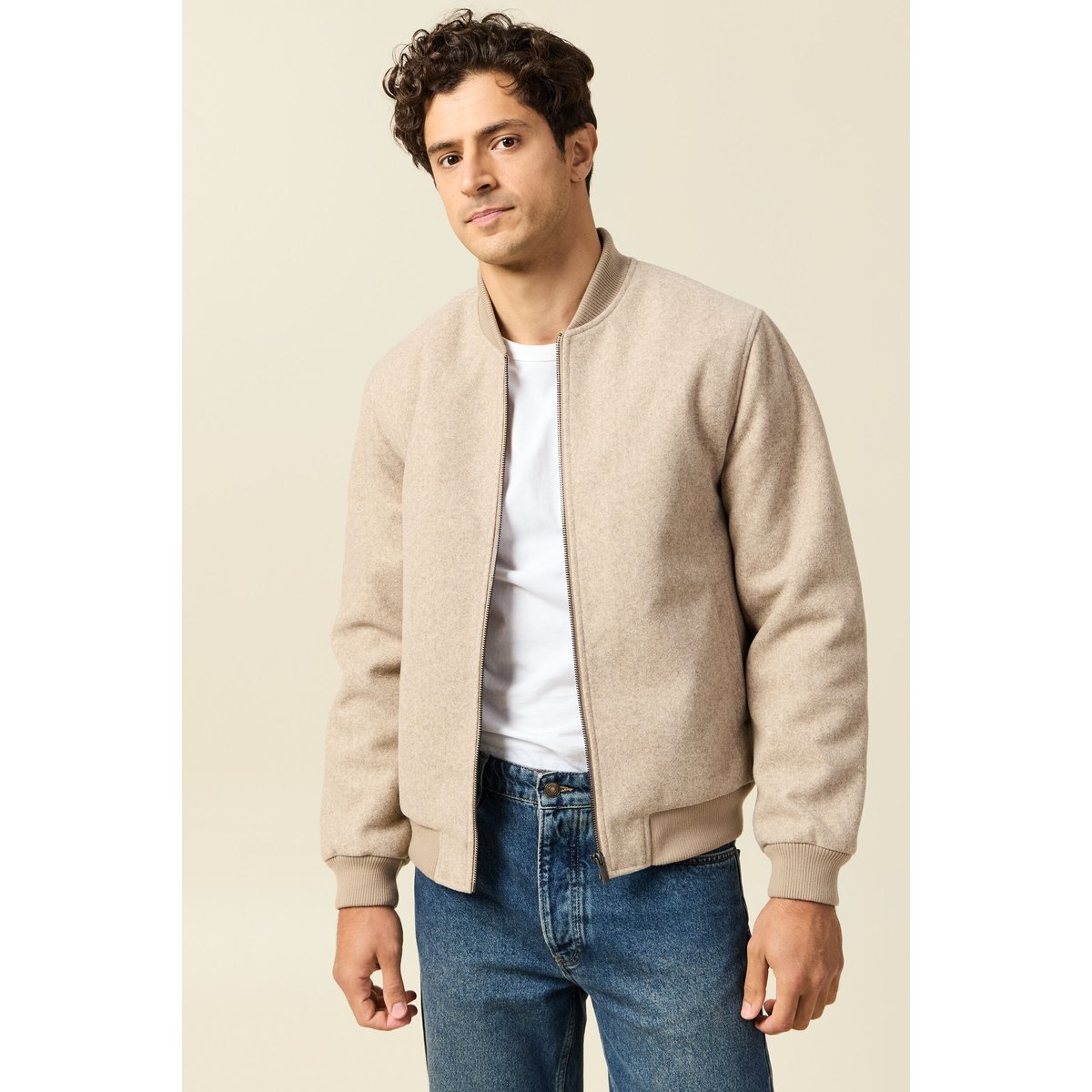 Blouson doublé manches longues beige, BONOBO
