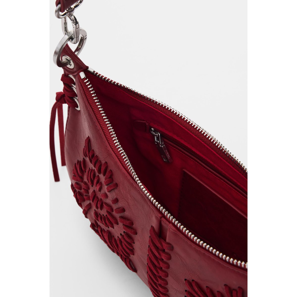 Sac brodé moyen rouge, DESIGUAL