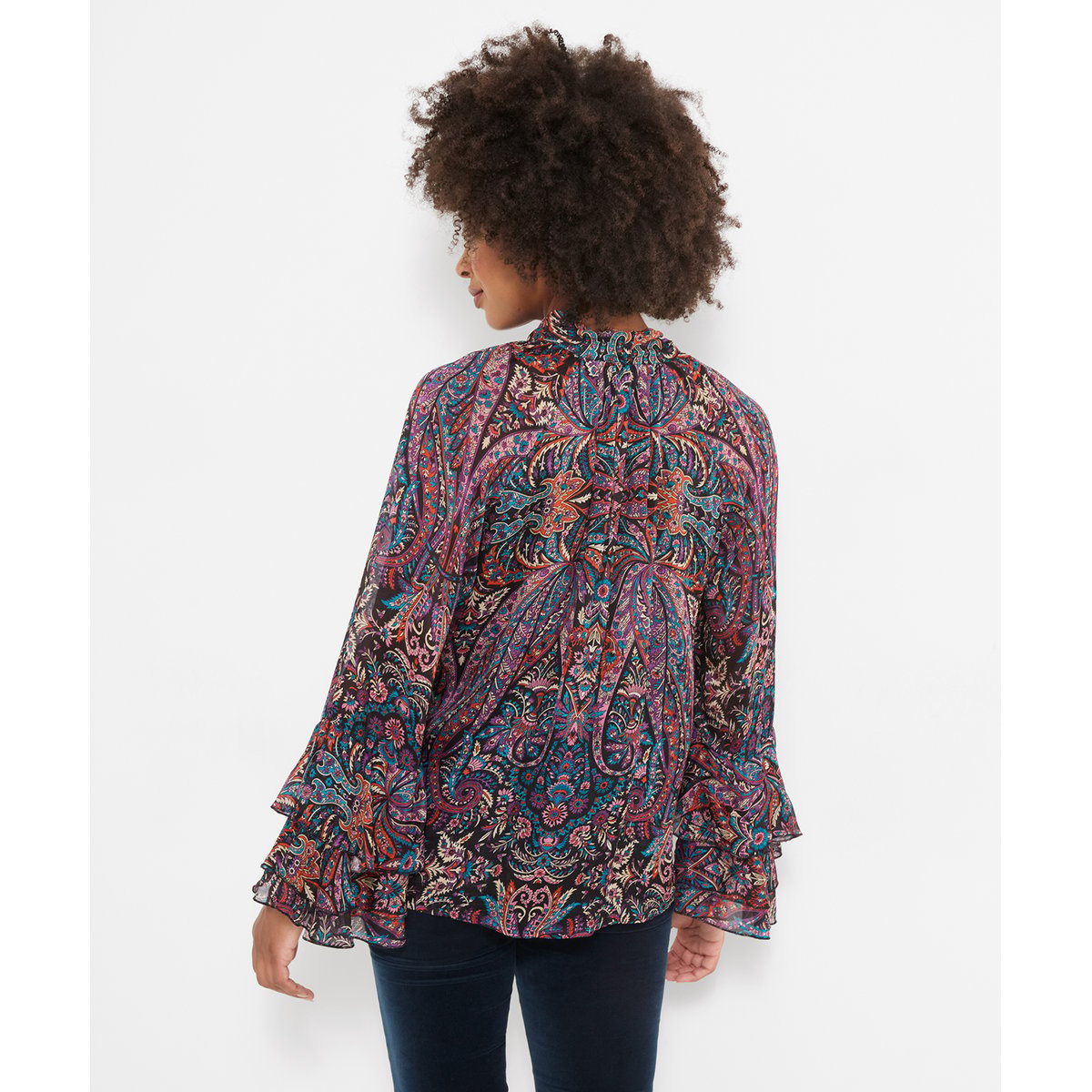 Blouse Bobo à Col Noué Imprimée et Manches à Volants multicolore, JOE BROWNS