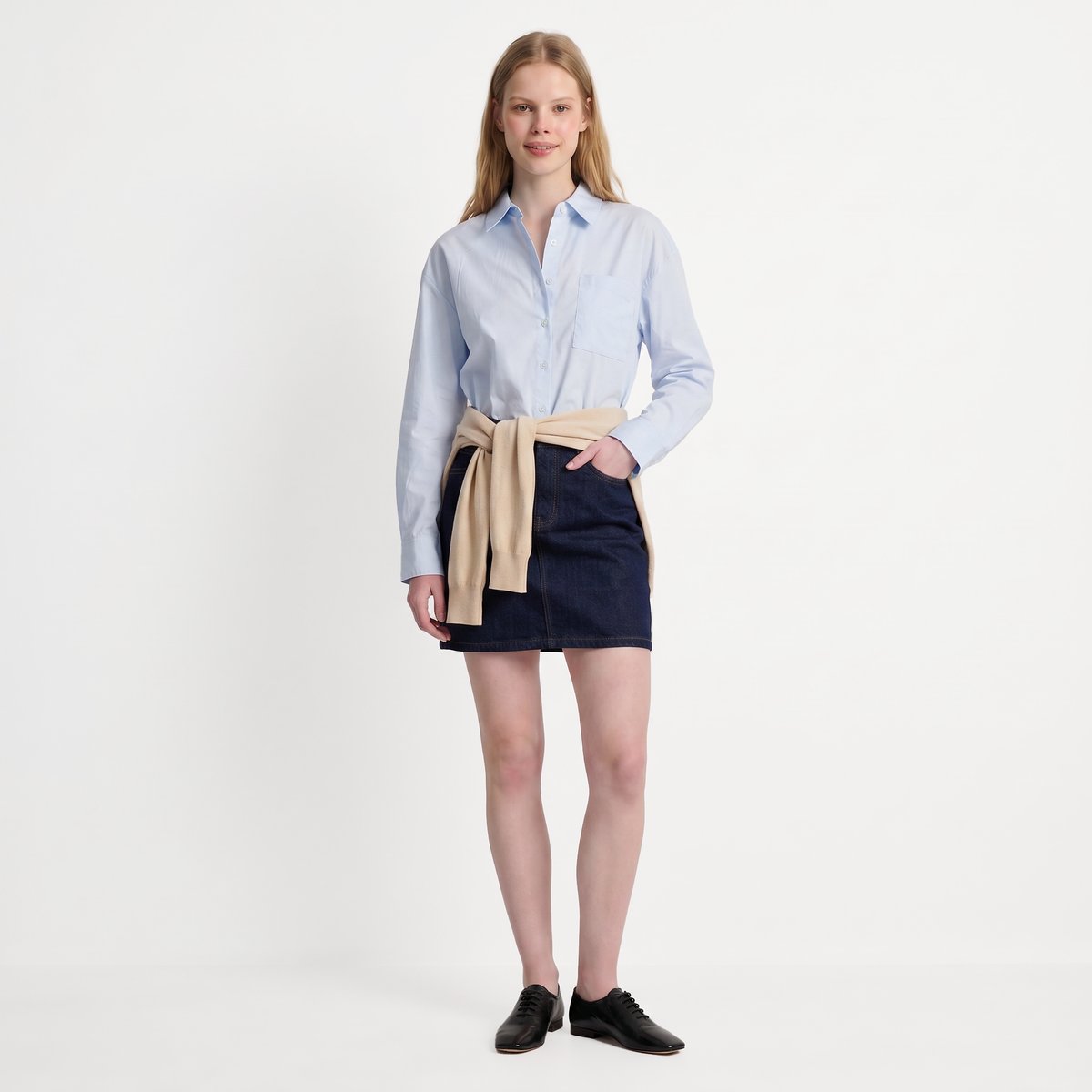 Chemise col classique, coupe droite et poche plaquée sur la poitrine ELISSE bleu, ARTLOVE