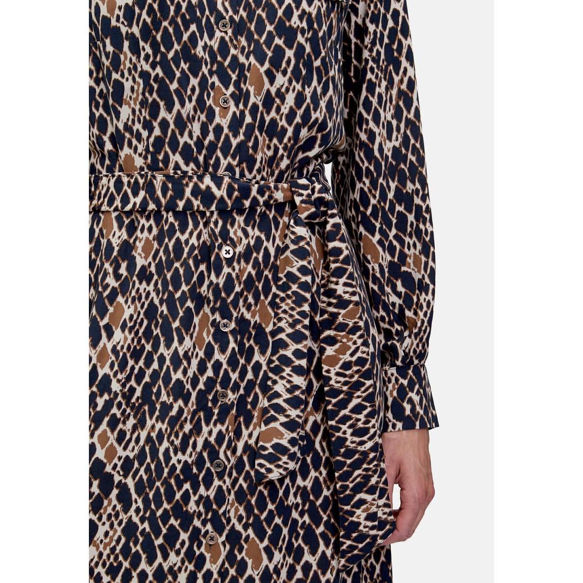 Robe-chemisier à ceinture à nouer dark blue/brown, BETTY BARCLAY