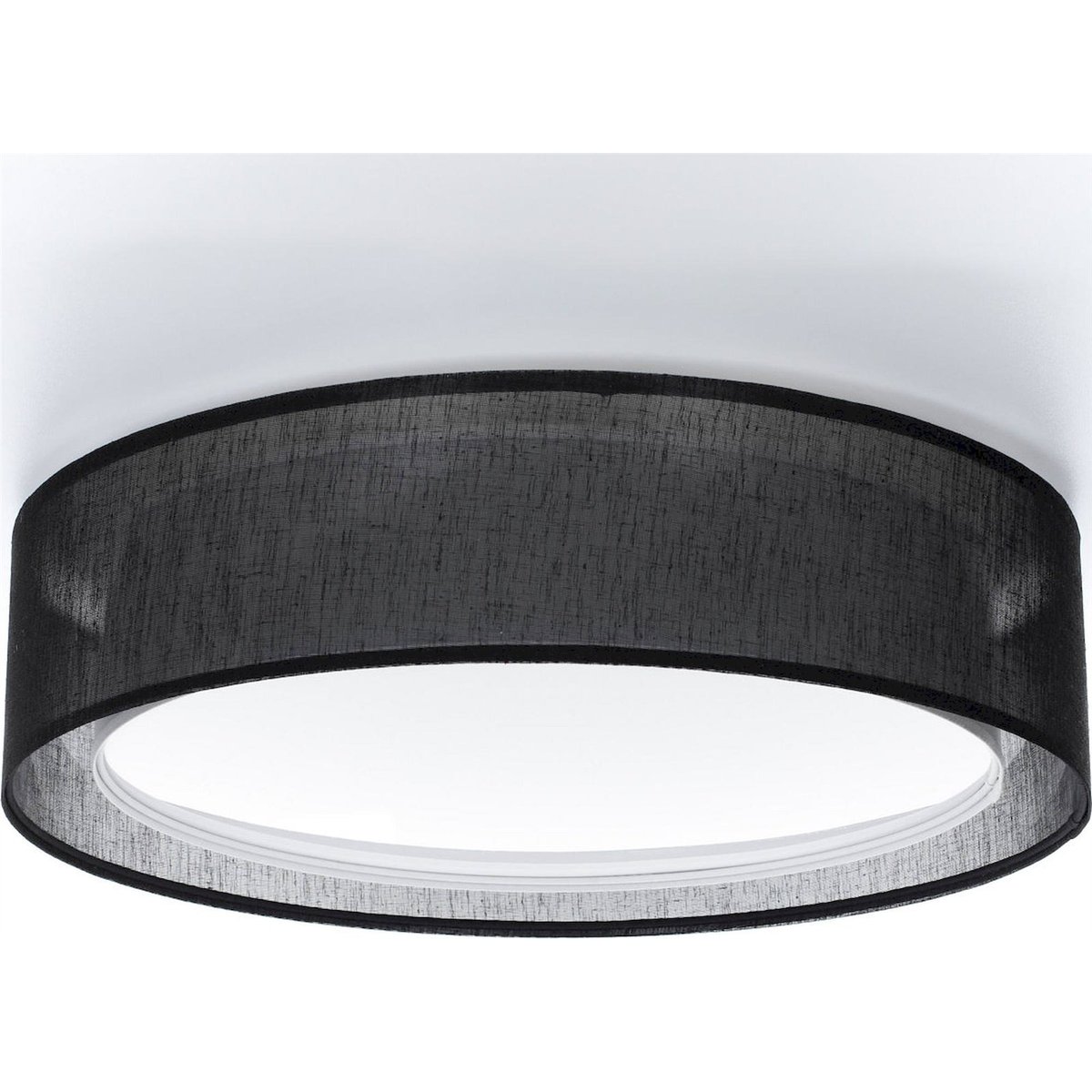 Plafonnier rond en tissu lumière douce Puro noir tissu semi transparent, BPS KONCEPT