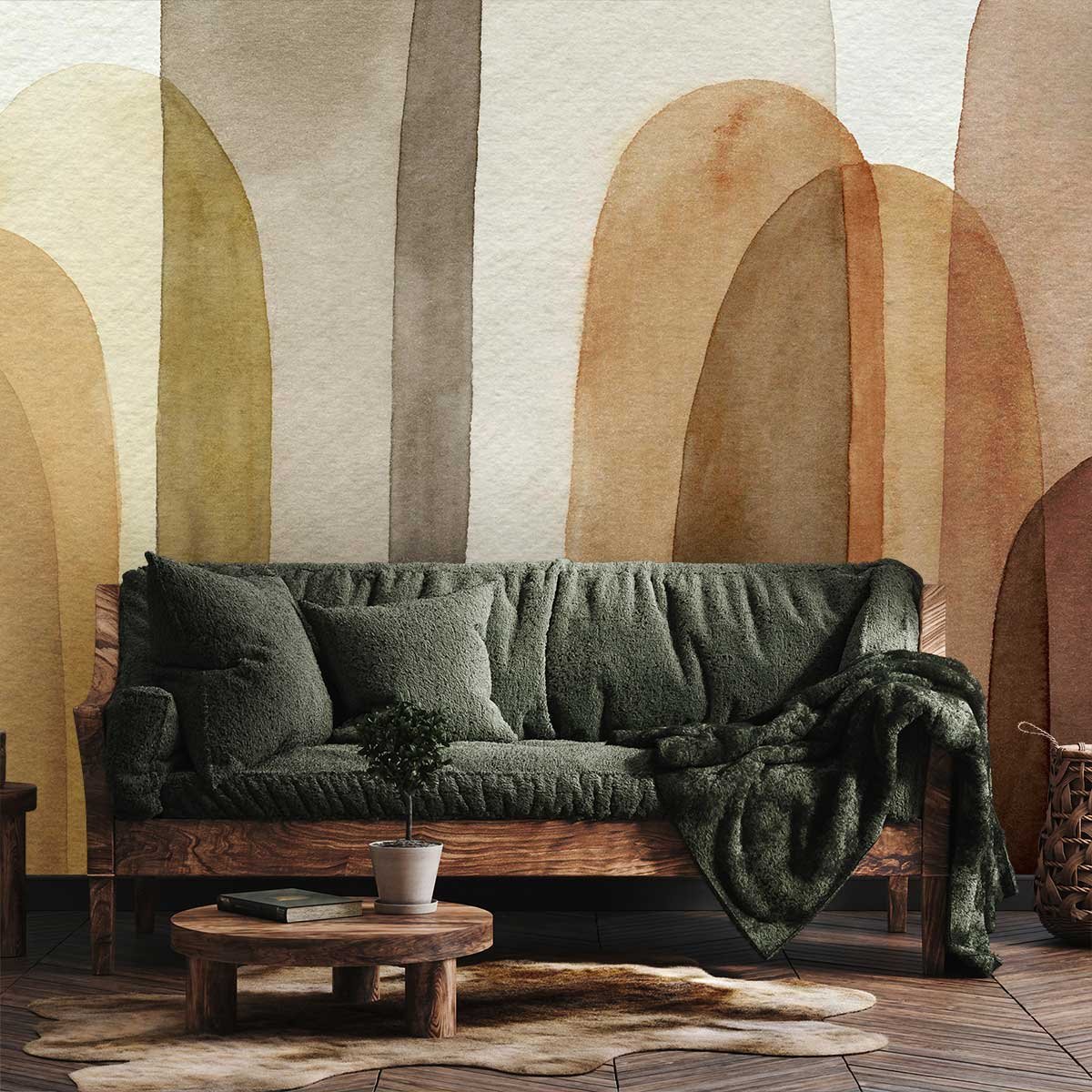 Papier peint graphique arches terracotta intissé, HEXOA