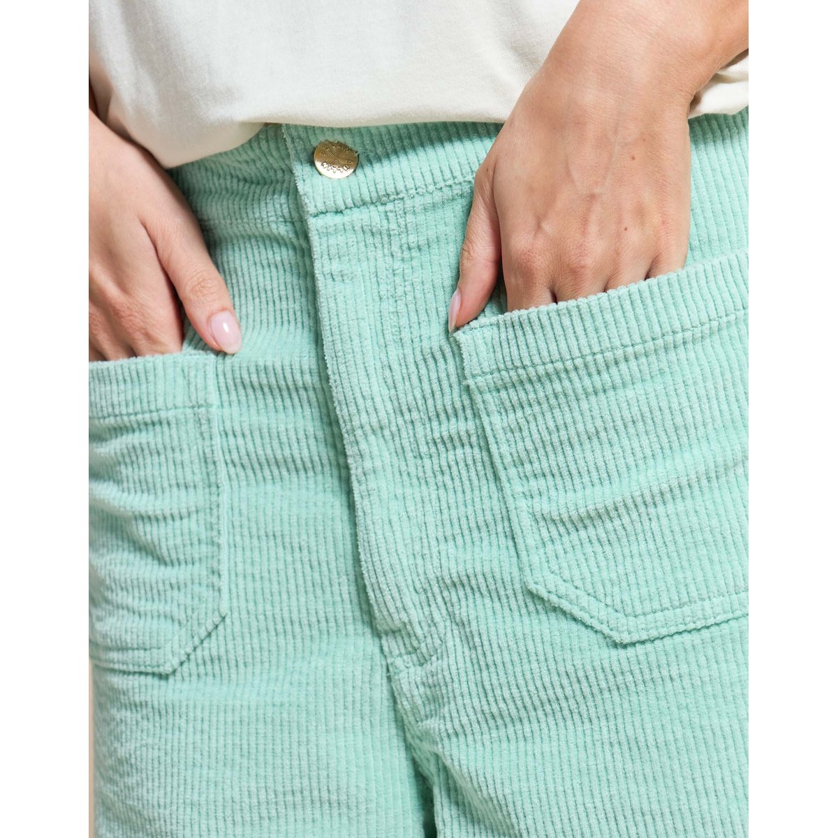 PANTALON JANE VELOURS MINT vert emeraude, PULLIN