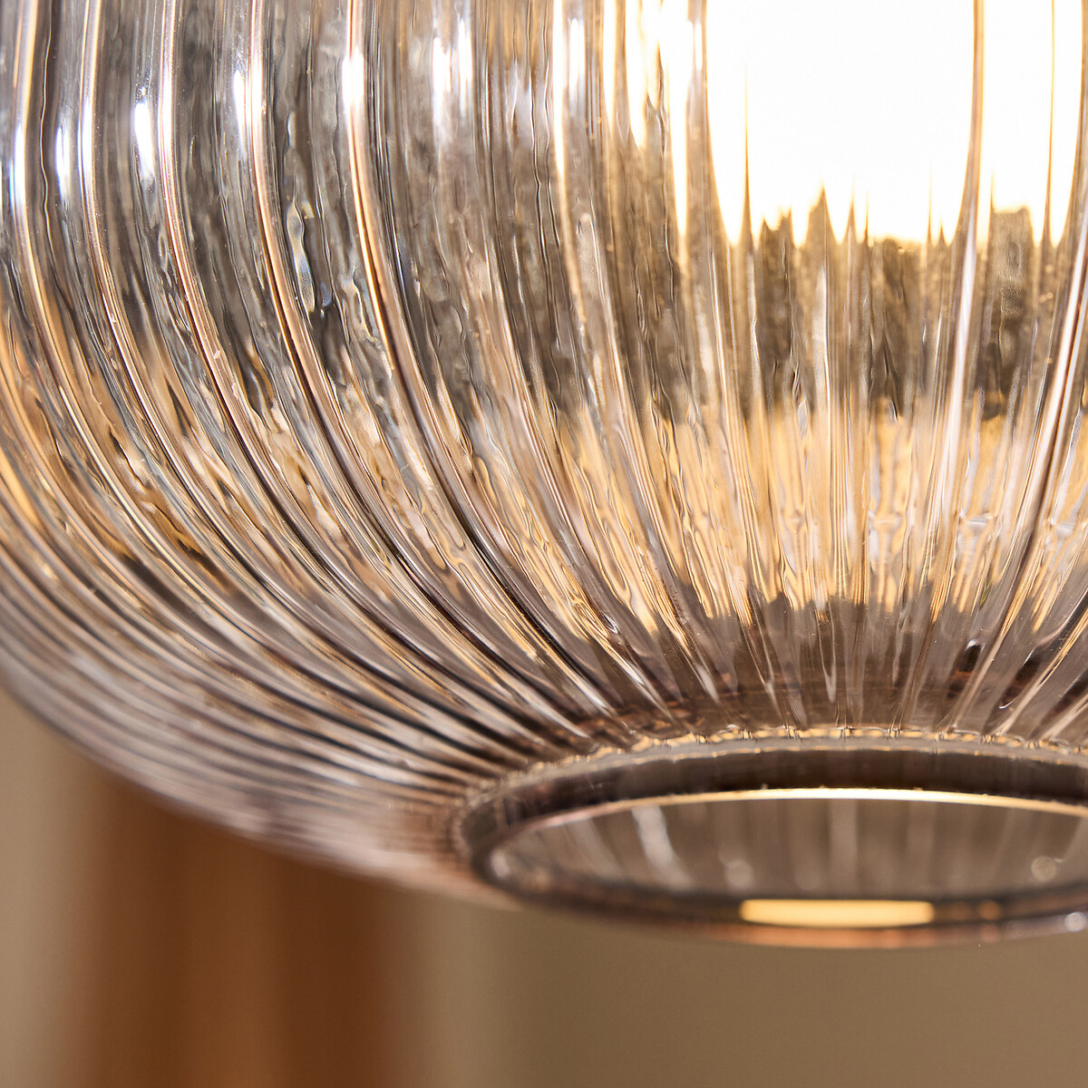 MADE.COM Briz Ribbed Glass Semi-Flush Ceiling Light smoke grey, MADE