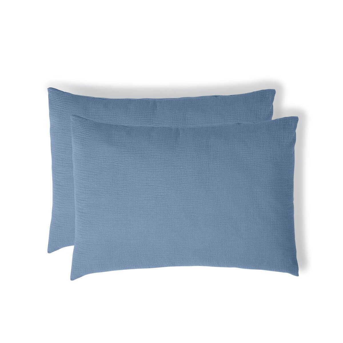 Parure + taies 50x70 gaze de coton ALMA Made in Europe bleu, FEBRONIE