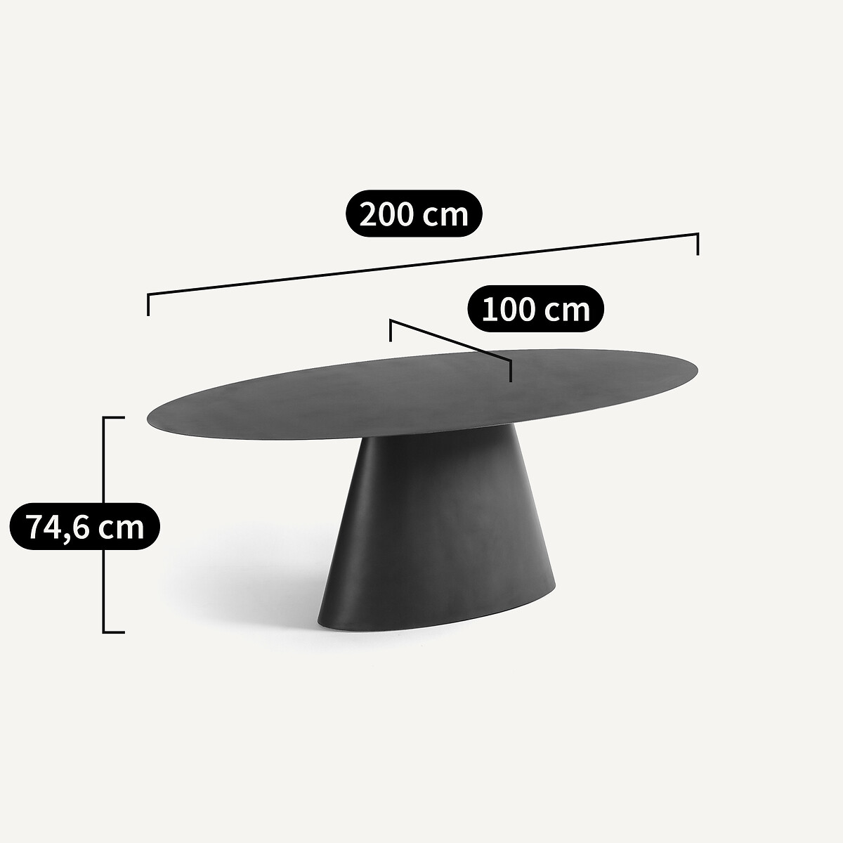 Mesa de refeição modelo elipse, Mayra metal escuro, AM.PM