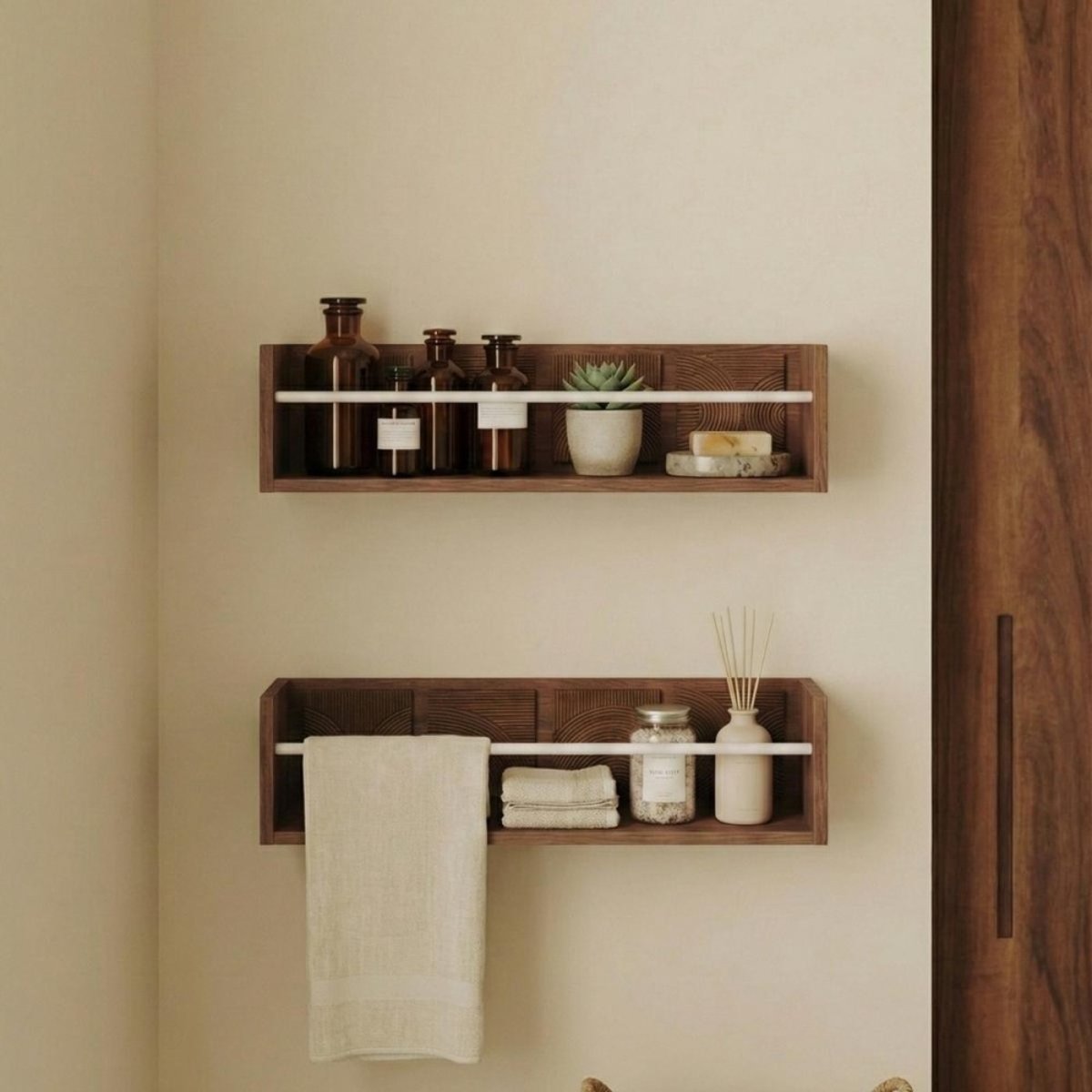 Etagère murale en bois 50cm naturel, ORNAMI