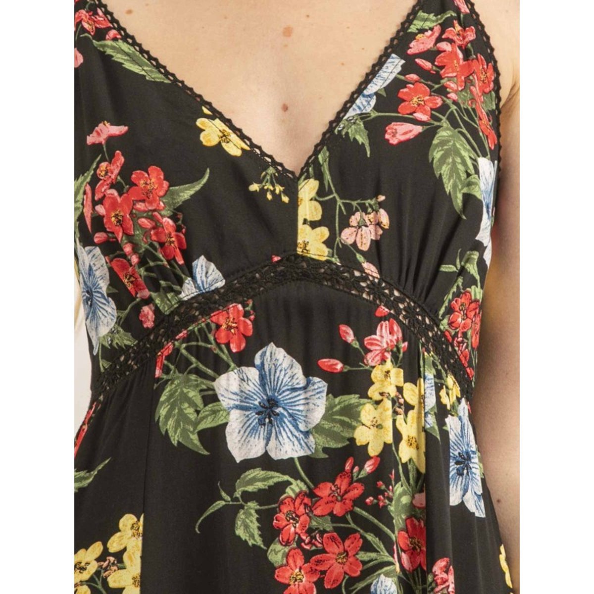 Robe Longue Motifs Italika noir, DONA LISA