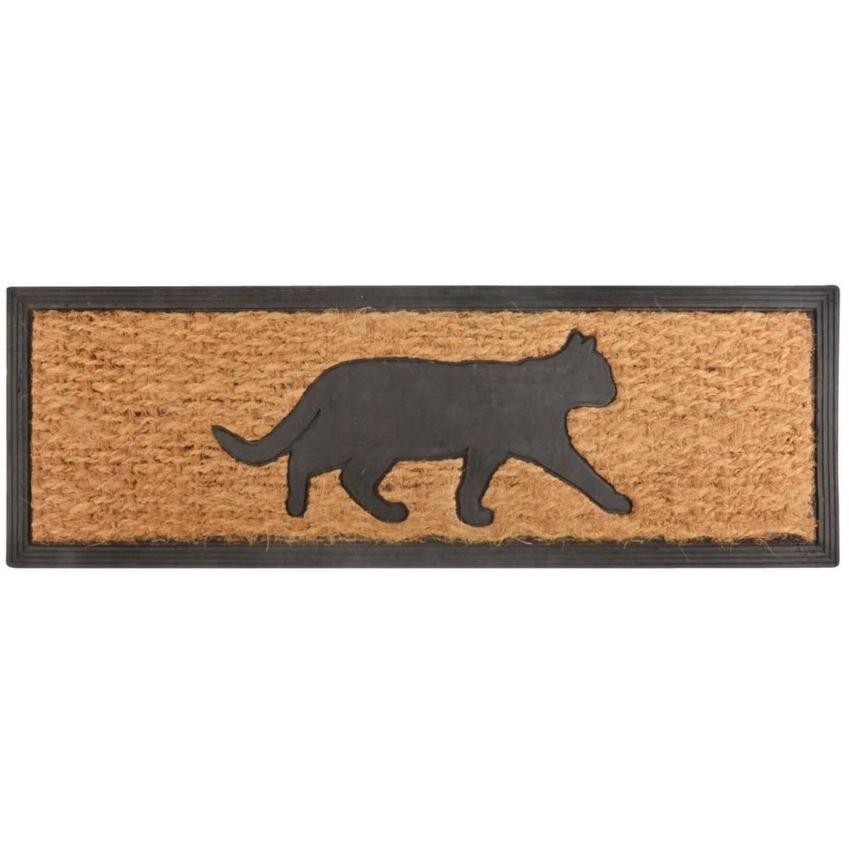 Tapis paillasson en coco 75 x 25 cm Chat marron, BEST FOR BOOTS